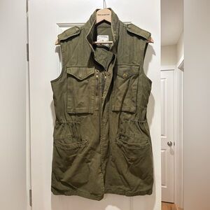 Ladies Zara military utility vest dress in hunter green size small pre loved